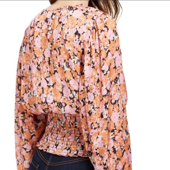 NWT Leyden Smocked Surplice Floral Blouse - Picture 2 of 6